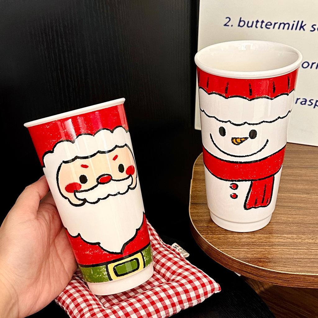 Cartoon Santa Claus Ceramic Cup Cute Christmas Snowman Cup Gift for Friends Drinking Cup Souvenir