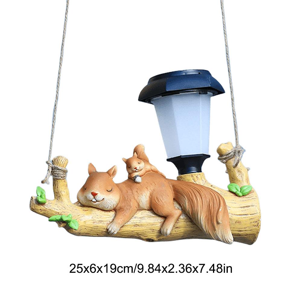 Resin Animal Garden Lights Solar Lights Cute Garden Hanging Lights Gifts for Mom Outdoor Lights for Patio Balcony Yard