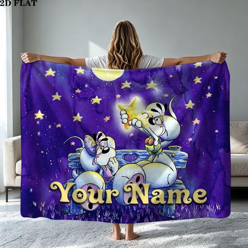 1PC Diddl Custom Name Patterned Flannel Blanket Suitable For All Seasons for Home Decor Warmth and Comfort Gifts Holiday Present