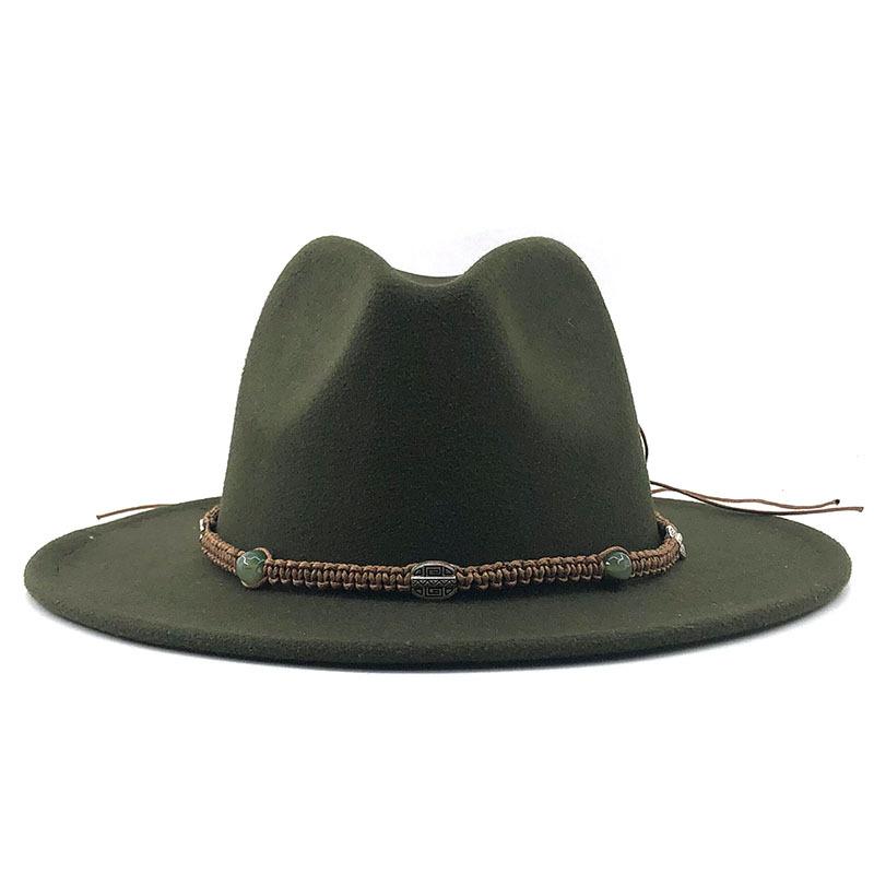 SOYNIA Chapeaux Fedora Trilby Chapeau Feutre Chapeau Panama Western Cowboy Chapeaux Pour Femmes Solide Grand Bord Décontracté Fedoras Hommes Femmes Chapeau Feutré 52-54 Cm (Enfants) Blanc