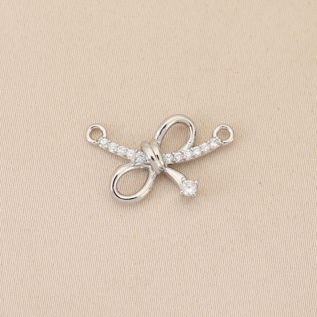 Liangfei 18k Gold Plated Rhinestone Knot Bow Pendant - Simple Handmade Charm Jewelry Accessory