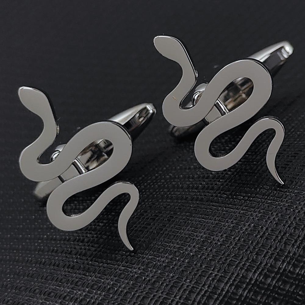 

Metal Snake Cufflinks Men Business Shirt Buttons Polished Design Cuff Links Fashion Jewelry Accessories Men s Birthday Gifts срібний