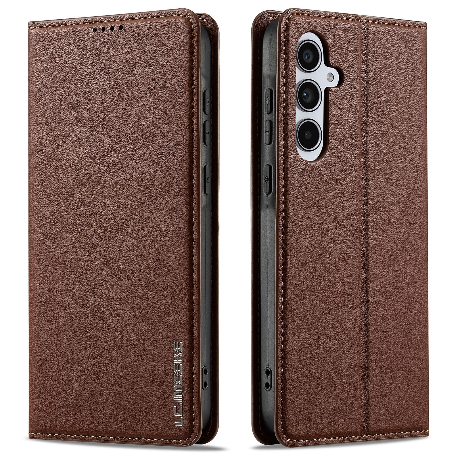 

LC.IMEEKE L1 Series for Samsung Galaxy S24 FE Case PU Leather Wallet Stand Protective Phone Cover E