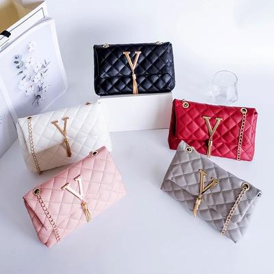 Plaid Tassel Contrasting Color Bag Women's New Letter Chain Fashionable Versatile Single Shoulder Crossbody Small Square Bag