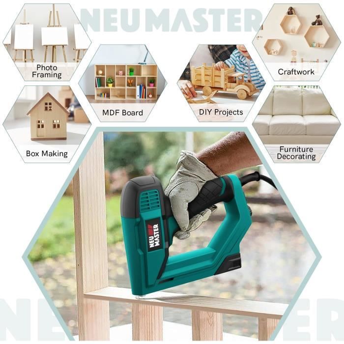 Agrafeuse Électrique - NEU MASTER NTC0060 - 2 En 1 - 30 Tirs/min - Poignée Surmoulée