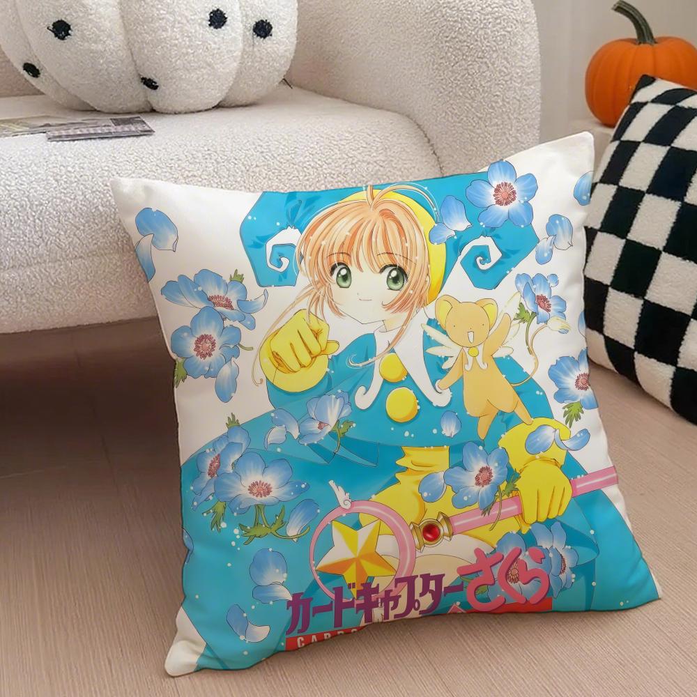 Anime C-Cardcaptor S-Sakura Pillow Case Anti-dustmite Pillowcase Invisible Zipper Silky Short Plush Sofa Cushion Cover