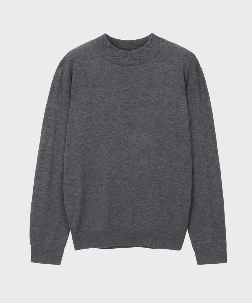 BASIC HOUSE Uni Daily Half-Neck Knit Melange Gray Lwkt7102