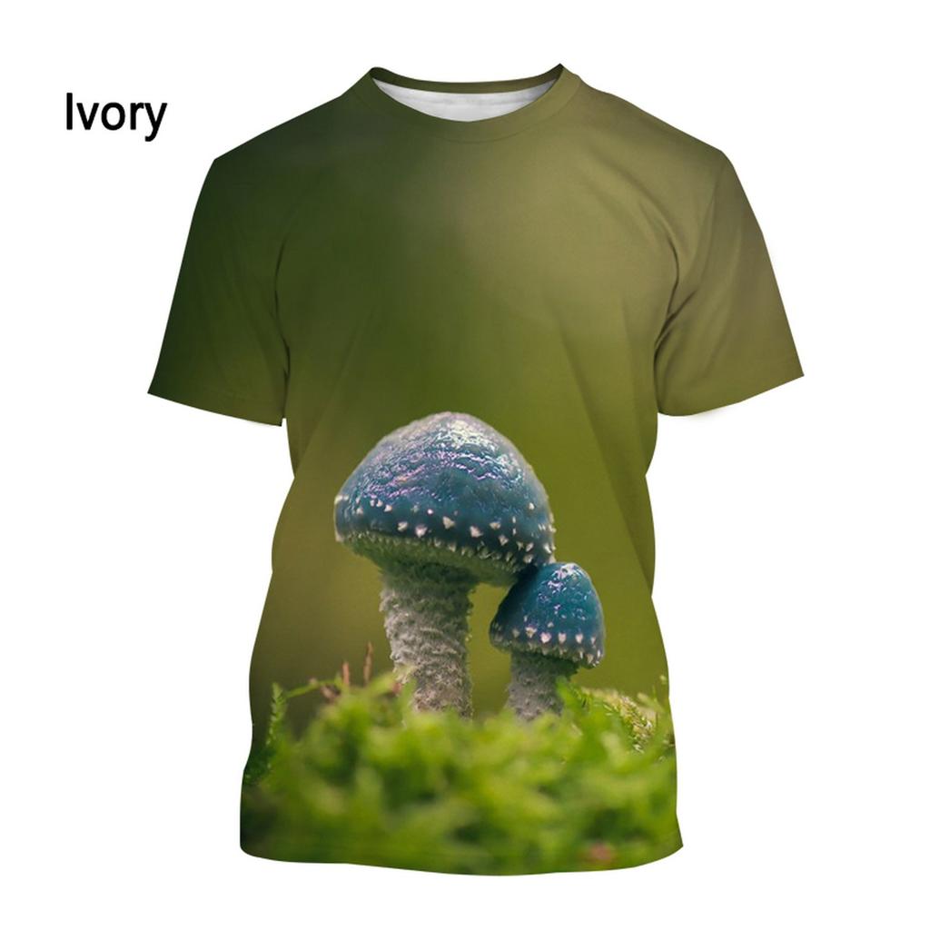 Large Harajuku-style New Mushroom 3D Printed Men's Casual Short-sleeve T-shirt, Trendy, Stylish, and Comfortable Top