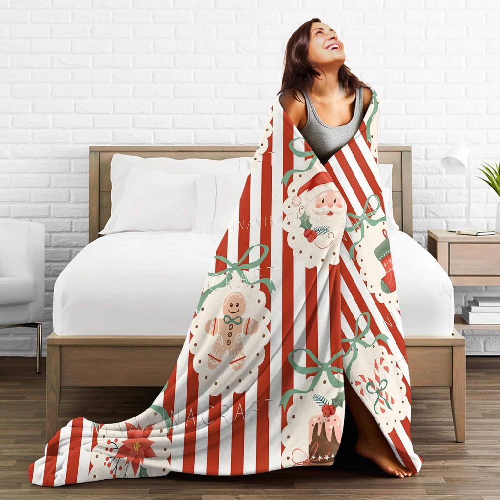 New Year Plaid & Pattern Flannel Blanket Winter Super Warm Bedding Throws for Kids Bedroom Street Trend Bedspread Sofa Bed Cover