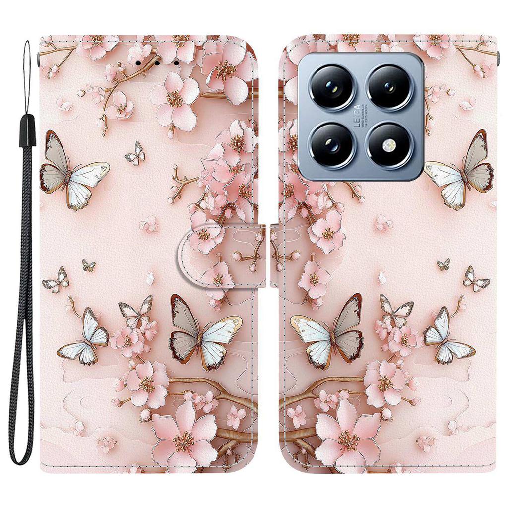 For Xiaomi 14T Wallet Case Pattern Printing Leather Stand Phone Cover with Strap