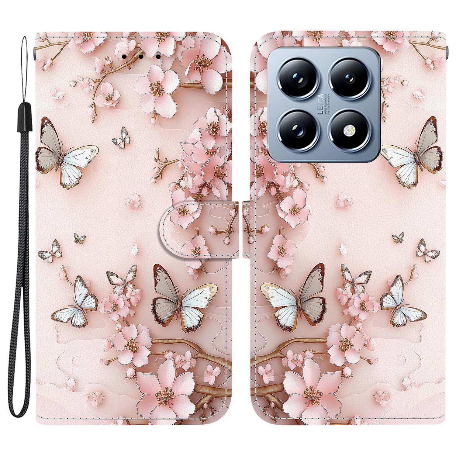 

For Xiaomi 14T Wallet Case Pattern Printing Leather Stand Phone Cover with Strap G