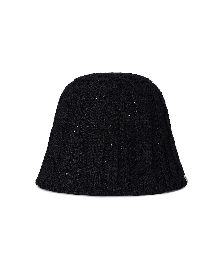 Bajal Vz Label Cable Knit Bucket Hat Black