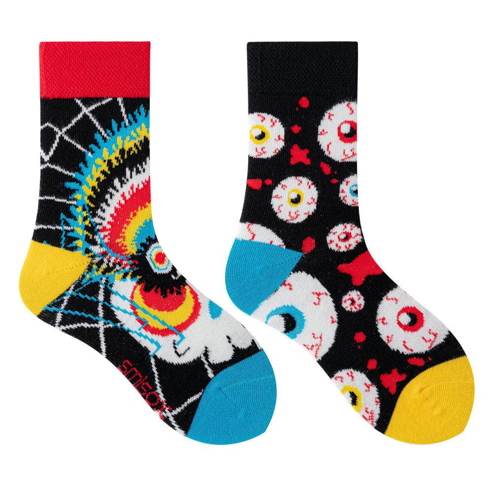 Children's Asymmetrical Cartoon Mid-Calf Socks - Colorful Parent-Child Style, Trendy Fashion for Kids