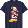 New Disney Santa Mickey Mouse Holiday Short Sleeve Fashion Casual T-Shirt S-4XL Four Seasons