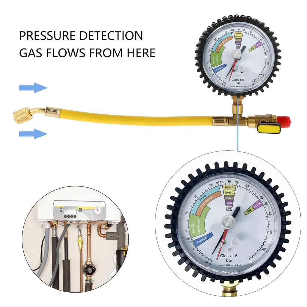 Nitrogen Pressure Tester Air Conditioner HVAC Systems Cold Test Table Regulator For R134a R22 R407C R410A Pressure Gauge Tools