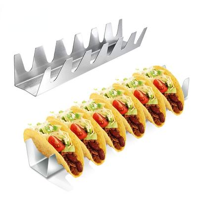 Stainless Steel Taco Holder Stand Taco Plate Fried Food Cooling Drain Tray Rack Pancake Storage Shelf Pizza Pie Display Stand
