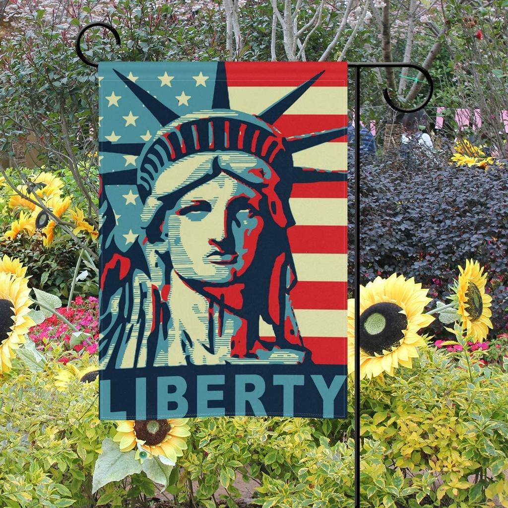 MOYYO American Flag Statue of Liberty Garden Flag 12 X 18 Inch Yard Garden Flag Double Sided Decorative Flag for Patio Lawn Outdoor Home Decor