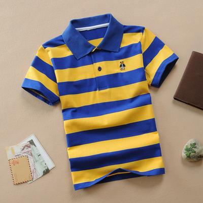Children's Clothing Summer Short-sleeved T-shirt Cotton Medium and Large Children's Striped Polo Shirt