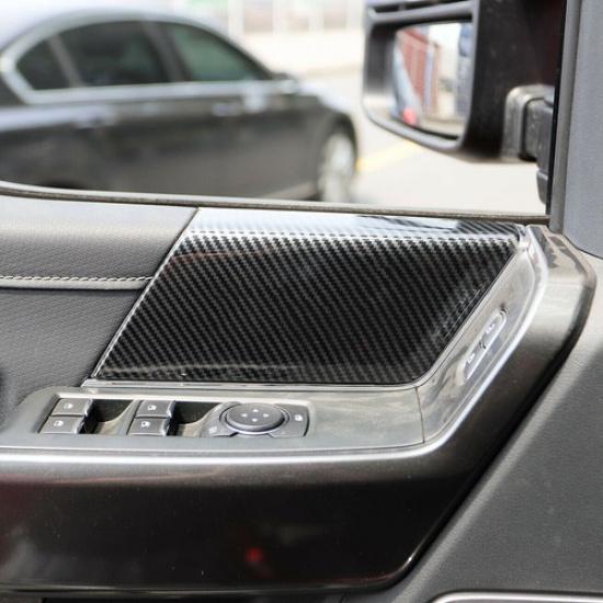 For 2021-2022 Ford F150 F-150 Carbon Fiber ABS Interior Front Door Panel Cover