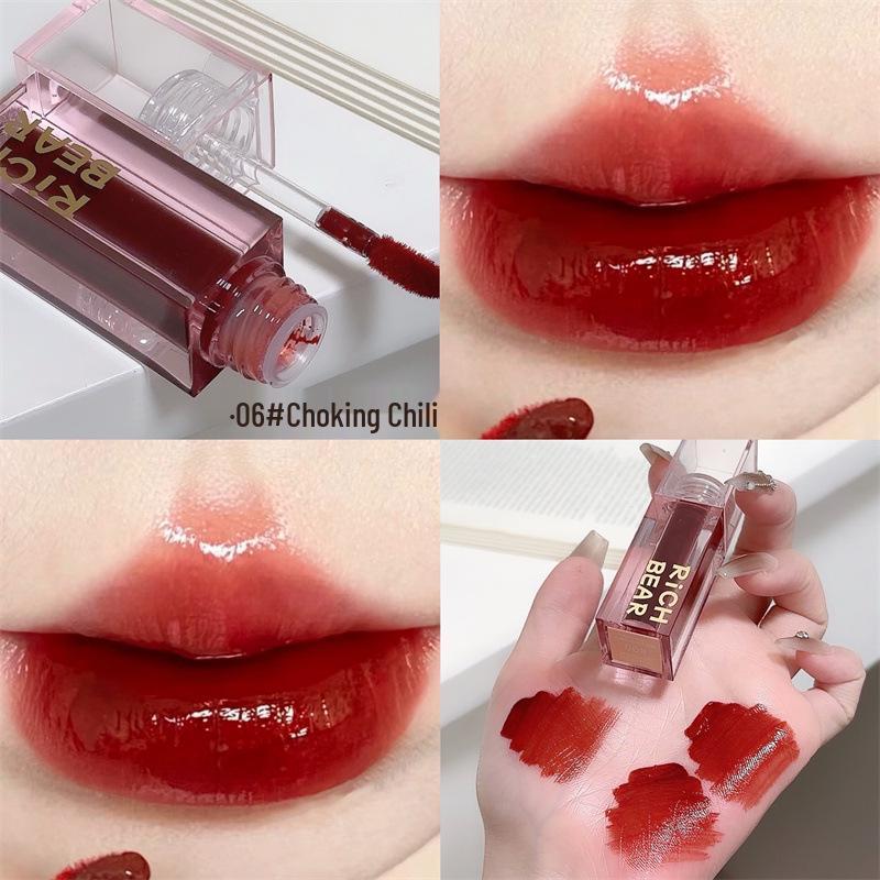Rich Bear Glazed Lip Tint: Lustrous, Long-lasting, Water-Gloss Shine, Vibrant Colors