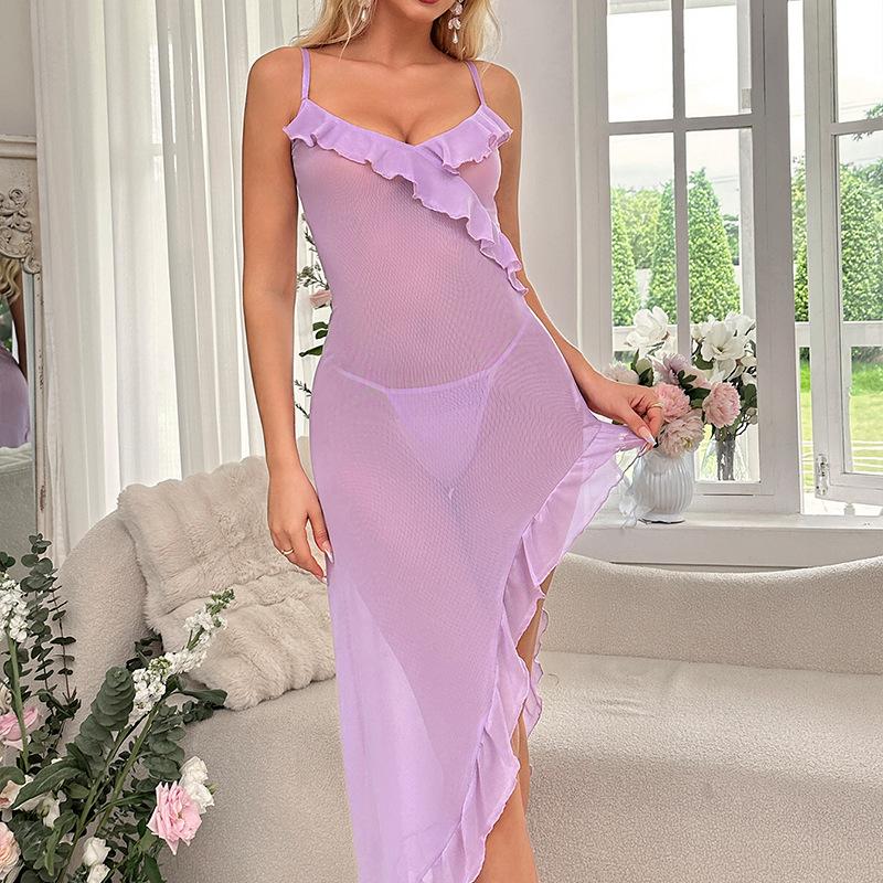 European and American new multi-color sexy mesh perspective pajamas, sexy underwear, suspender pajamas, evening dresses, long dresses, dresses.
