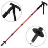 Outdoor Aluminium Alloy Suspension T Handle Trekking Pole Walking Stick for Climbing Camping(red )