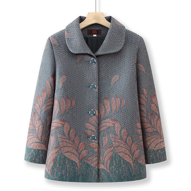 

Coat new wife lapel gown age 0 old woman spring top 5XL (recommended 145-77.5 kg) зелёный