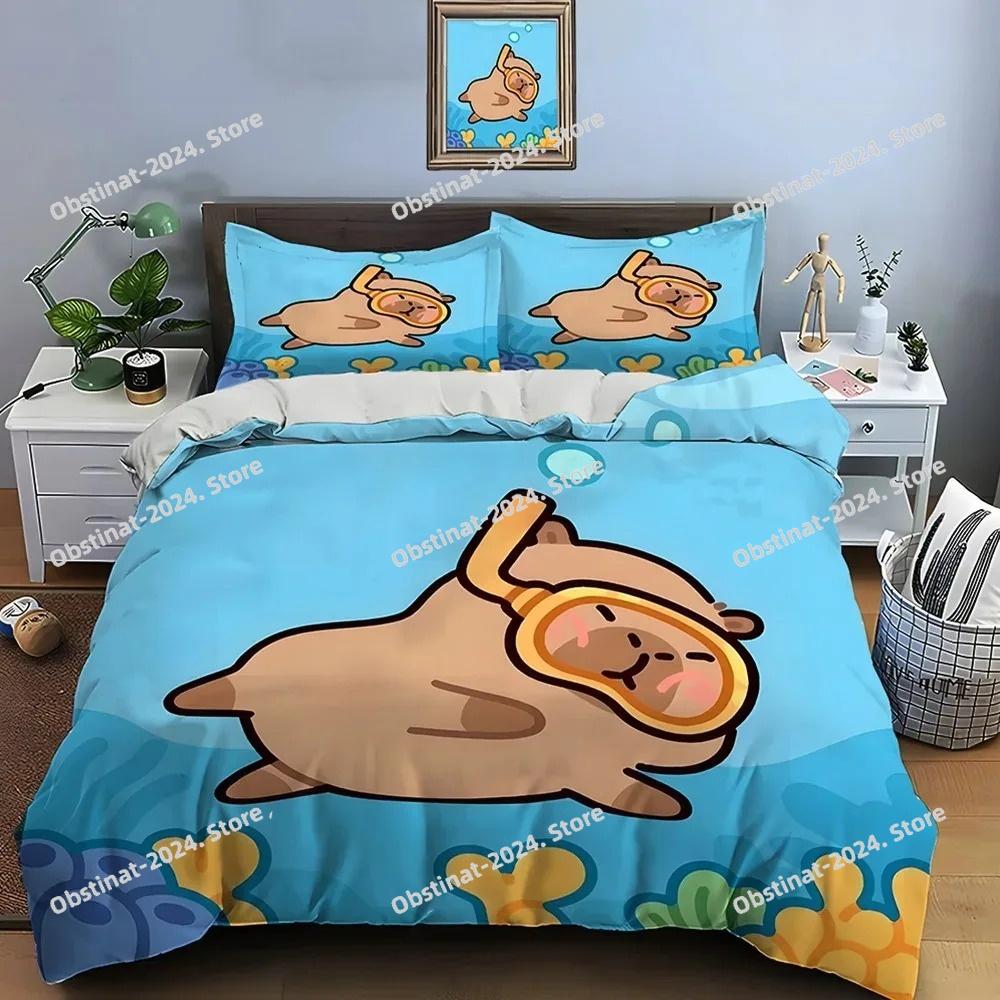 3D Adorable Lovely Carton Capybara Print Beding Set Soft Duvet Cover featuring Pilowcases Adult People plus Children Beding Set Premium Gifts
