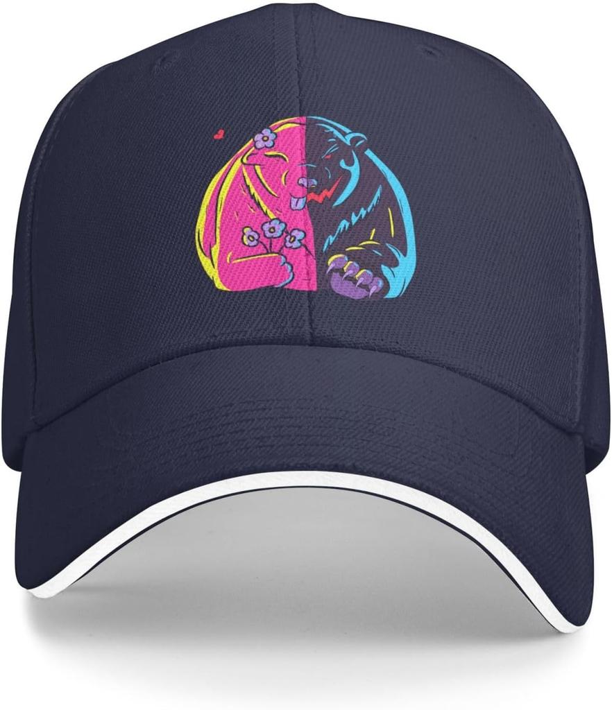 Bipolar Bear Split Design Baseball Cap Polyester Adjustable Outdoor Sports Visor Hat