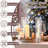 2Pcs Candlestick Holders with Candle Cylinder Cover Clear Glass Candle Holder Windproof Taper Candlestick Stand for Tables Party