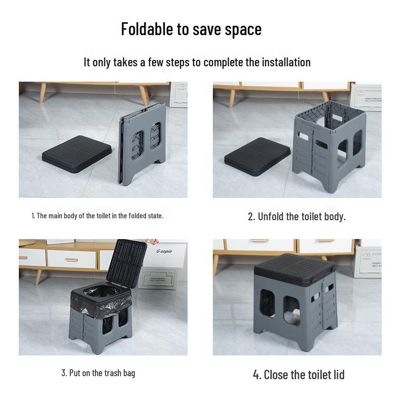 Portable Foldable Odor-Proof Toilet Stool for Adults - Ideal for Travel, Camping, and Emergencies.