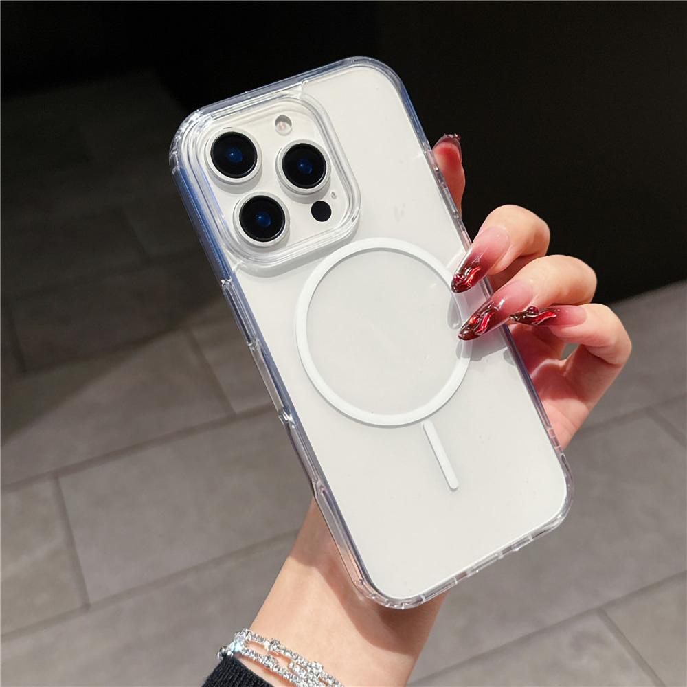 Magnetic Phone Case for iPhone 11 12 14 16 Pro 16 15 14 13 12 Pro Max 16e 13 14 11 High Quality Transparent Shockproof Shell