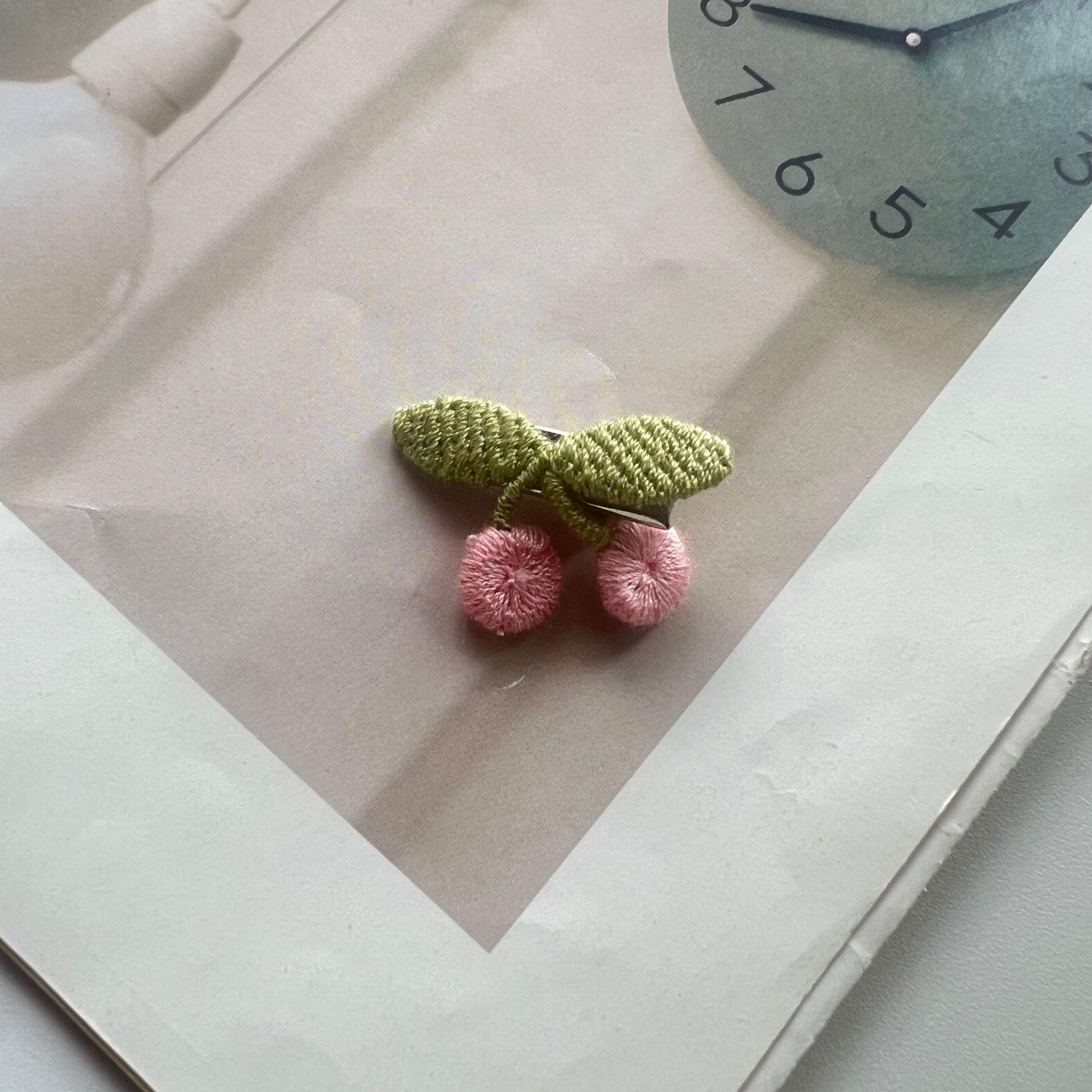 Charming Children s Hair Accessories: 2025 Knitted Cherry Hair Clips, Mini Bang Clips, Sweet Baby Clips