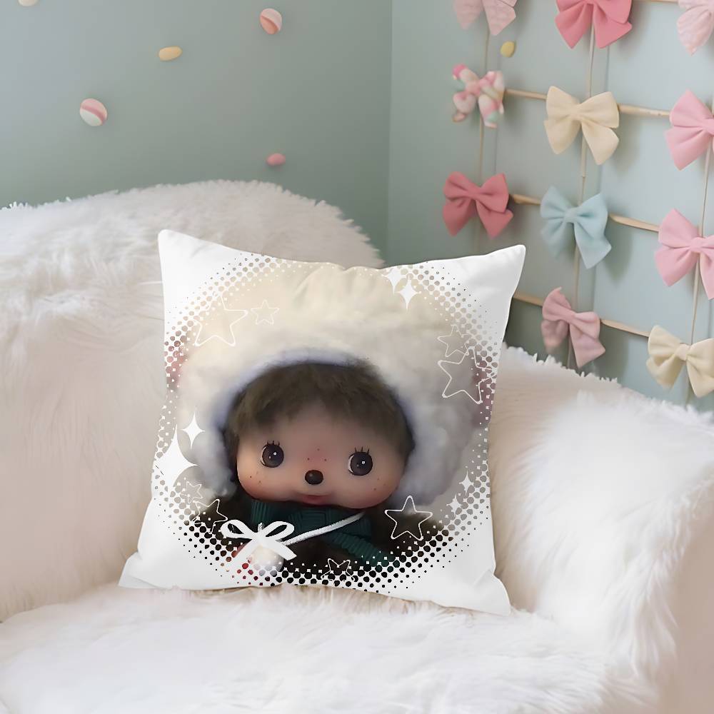 Cute M-Monchhichis-S Throw Pillow Covers Pattern Cushion Cover Suitable For Sofa Bedroom Car Pillow Cover