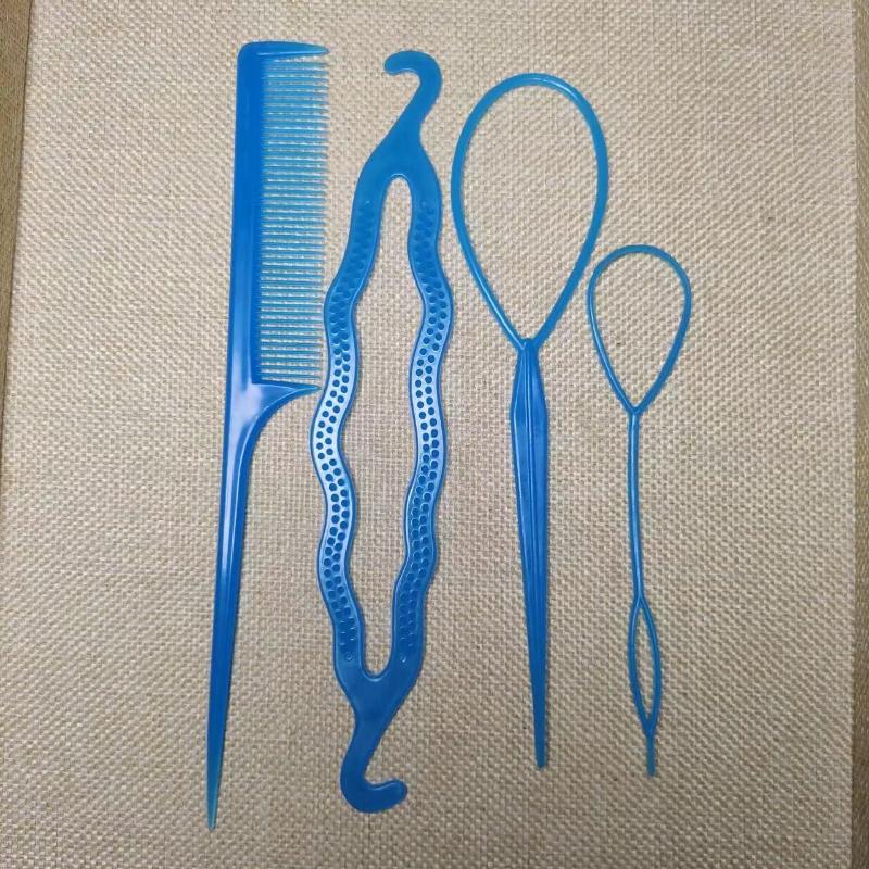 4 peças/conjunto de grampos de cabelo de pente de plástico, dount bun, trança de cabelo, ferramentas de modelagem de cabelo faça você mesmo, acessórios de penteados, 6 cores