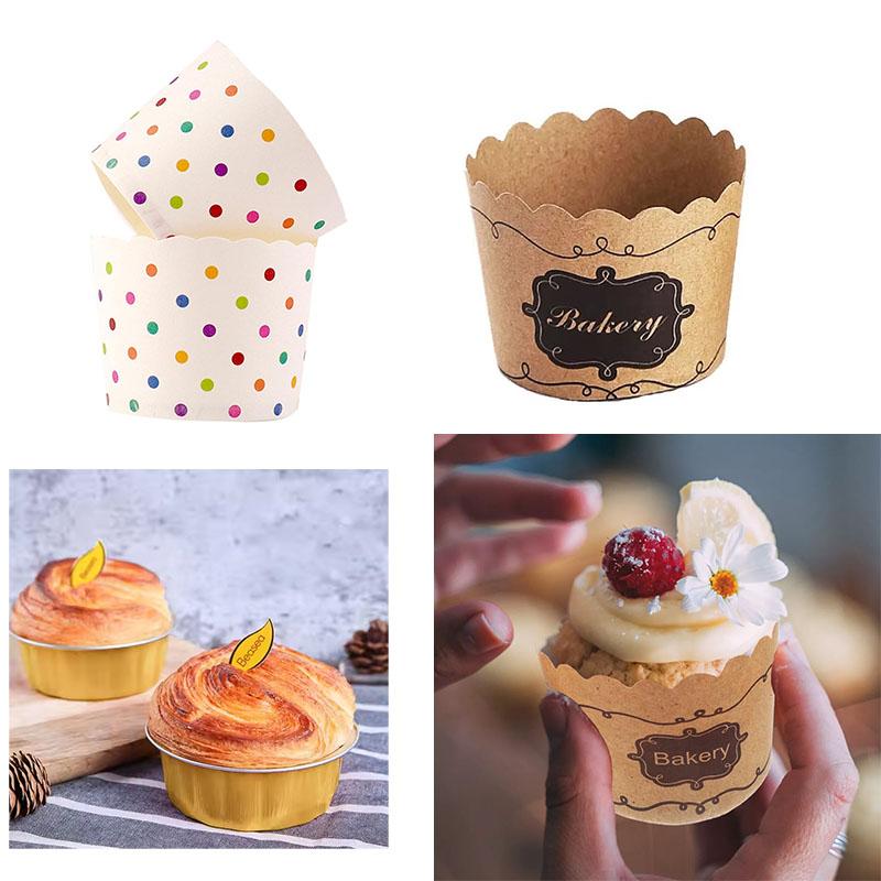 Disposable Baking Cups with Lids Aluminum Foil Cupcake Liners Colorful Polka Dot Paper Muffin Holders Round Cupcake Molds
