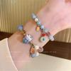b24 Cat Sweet Unique Lovely Ceramic Woven Bracelet Blue Ins Lucky Pendant Rope Chain Cartoon Details Jewelry Gift Versatile