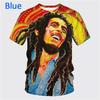 Bob Marley Grafik-T-Shirt mit kurzen Ärmeln, Lässiges T-Shirt mit Musik-Inspiration