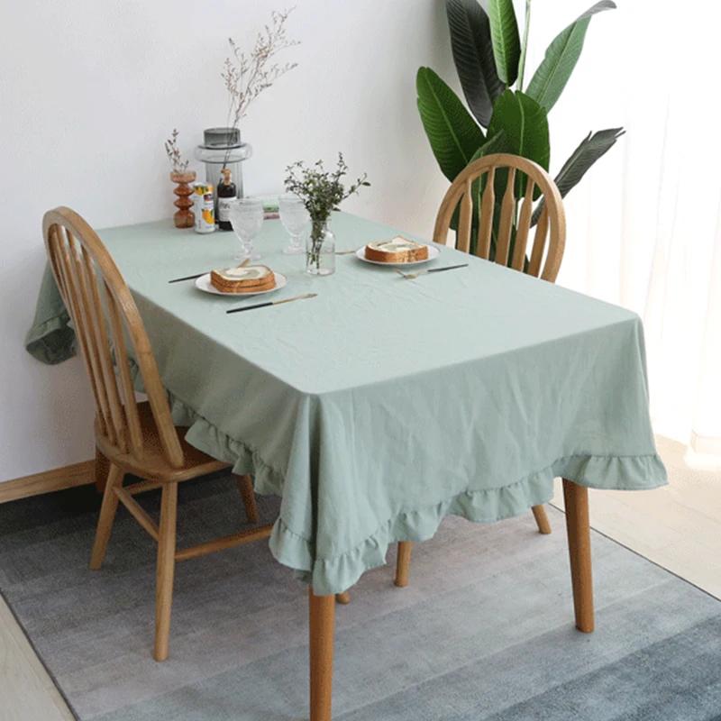 

Rustic Tablecloth Classic French Printed Ruffles Cotton Table Cloth Rectangle For Kitchen Dining Livingroom Christmas Decoration 140x140cm