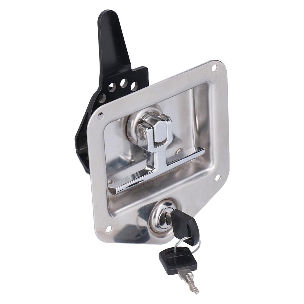 Trailer Door Latch T Handle with 2‑Key Stainless Steel Chrome for Caravan Camper Tool Box