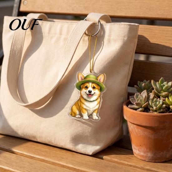 Corgi Gardening Ornament Cute Puppies Advent Calendar, 24 Days Christmas Countdown Calendar with 2D Tree Pendant Flat Acrylic Dog Pendants for Hanging