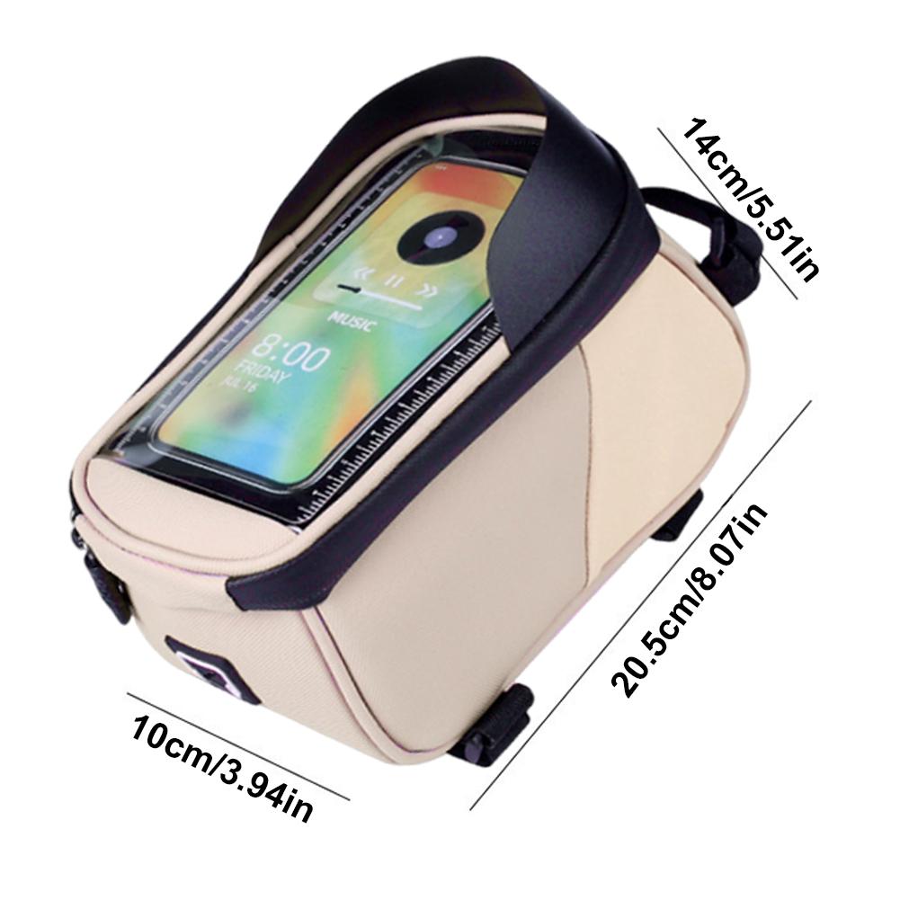 Waterproof Bike Front Frame Bag with TPU Touch-Screen Sun-Visor and Rain Cover - Cycling Storage and Phone Holder for Bicycles