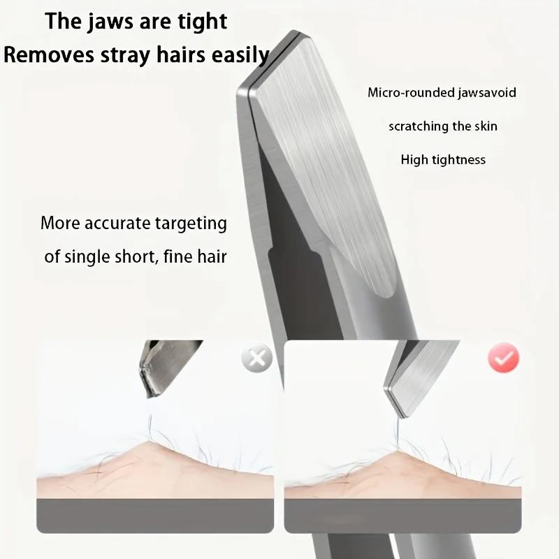 4pcs Precision Stainless Steel Tweezers Set - Eyebrow, Nose & Facial Hair Removal, Fragrance-Free, Glossy Finish