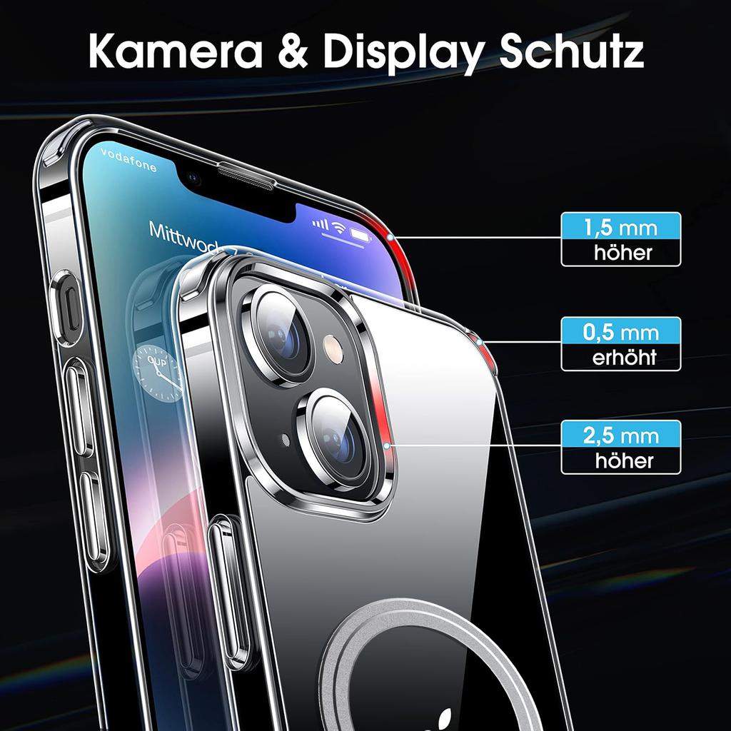 For iPhone 15 Phone Case Compatible with MagSafe TPU+PC Clear Back Cover