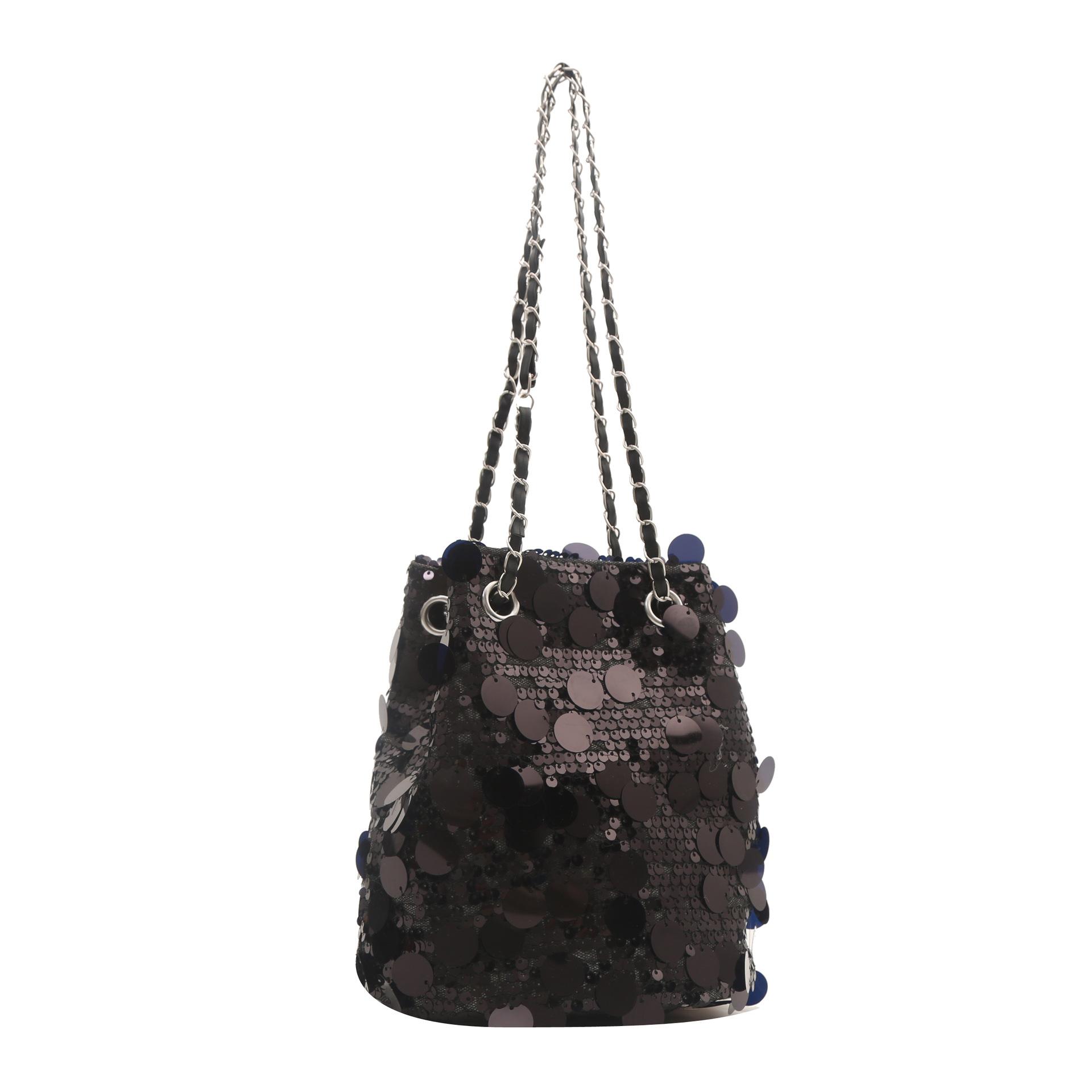 

Niche texture sequined chain small bag women s 2025 new Korean fashion shoulder messenger bag bucket bag one size fits all чёрный