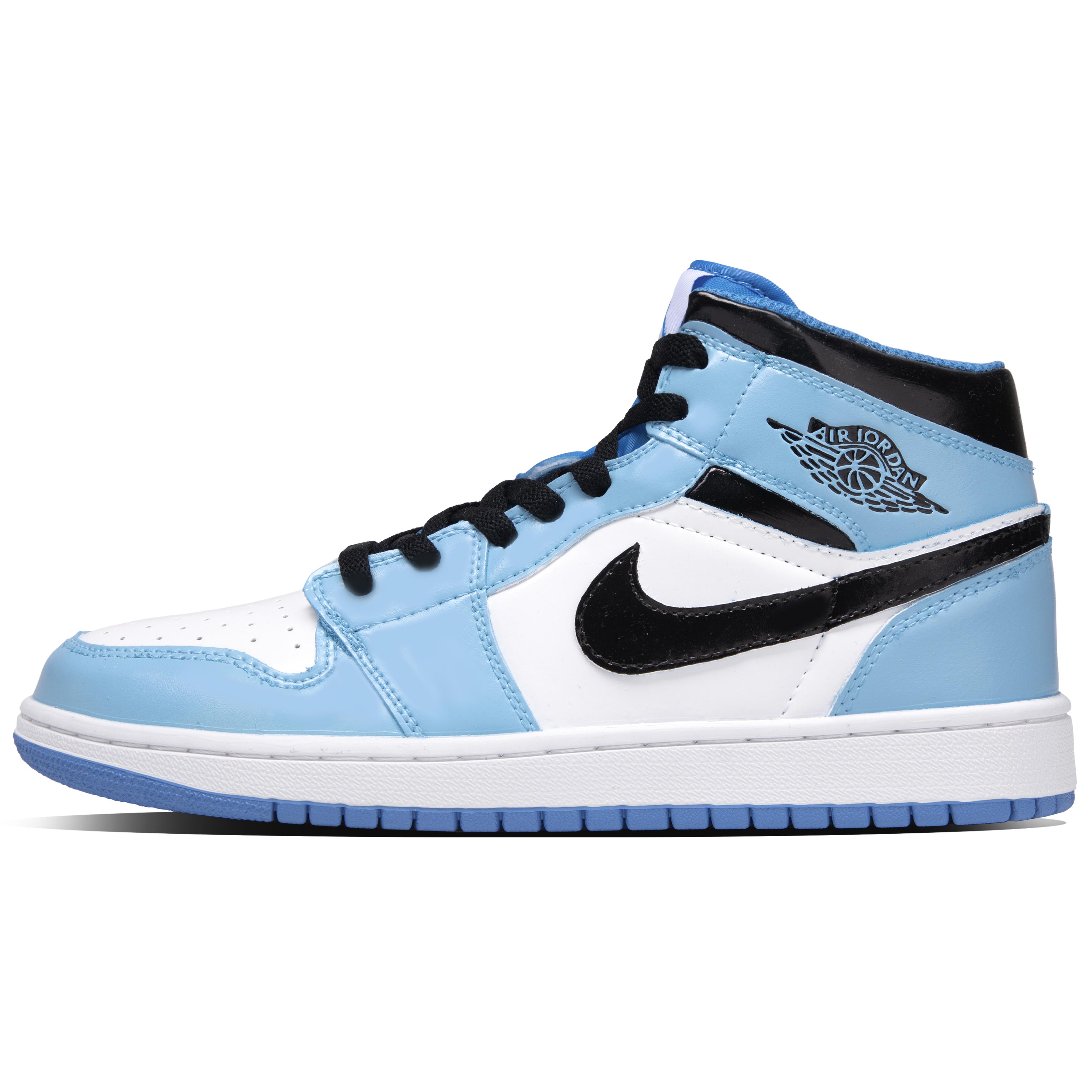 

Jordan Air Jordan 1 University Blue Leather Abrasion Resistant Mid top Vintage Basketball Shoes Unisex Blue Black FZ2142-114(Team1291-) 40.5