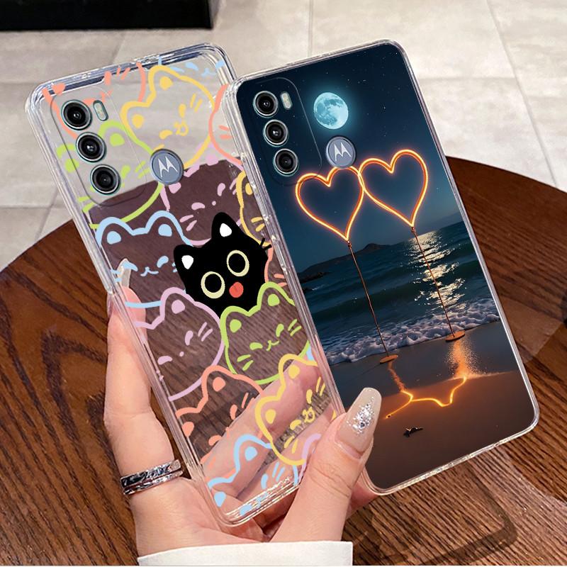 Handyhülle für Motorola Moto G60/G40f/G40 Fusion Weiches Silikon TPU Klar Viral Bemalt Flauschiges Kätzchen Hülle Stoßfeste Abdeckung
