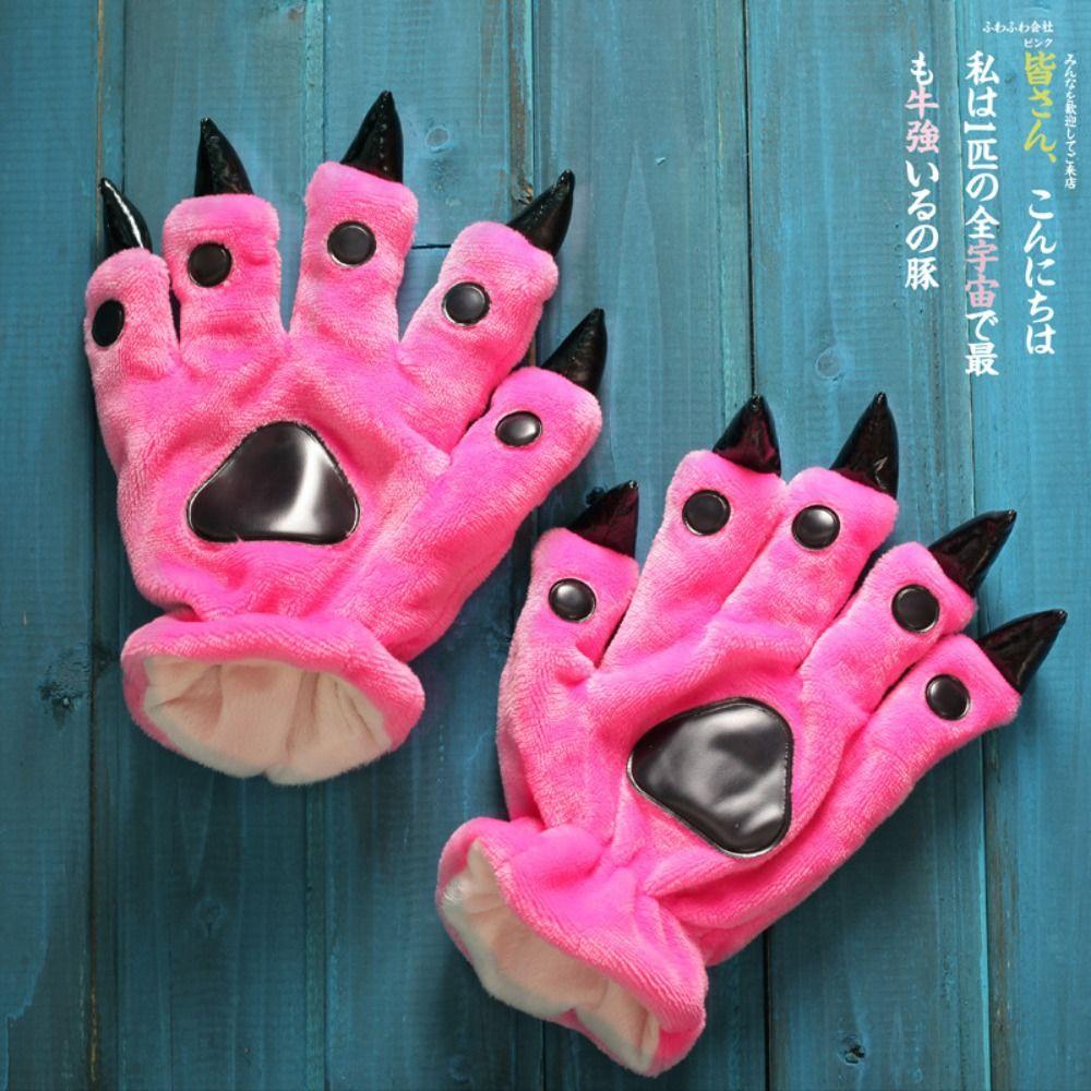 Flannel Animal Paw Gloves Warm Up Dinosaur Gloves Warm Gloves Kigurumis Animal Gloves  Halloween
