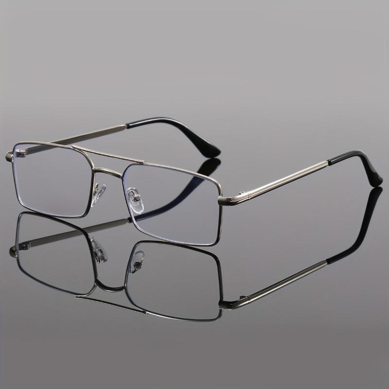 [Vintage Flat Lens Glasses] Unisex Full-Frame Metal Vintage Flat Lens Glasses - 1 Pair - New Summer Fashion Trend for Business Casual Daily Wear