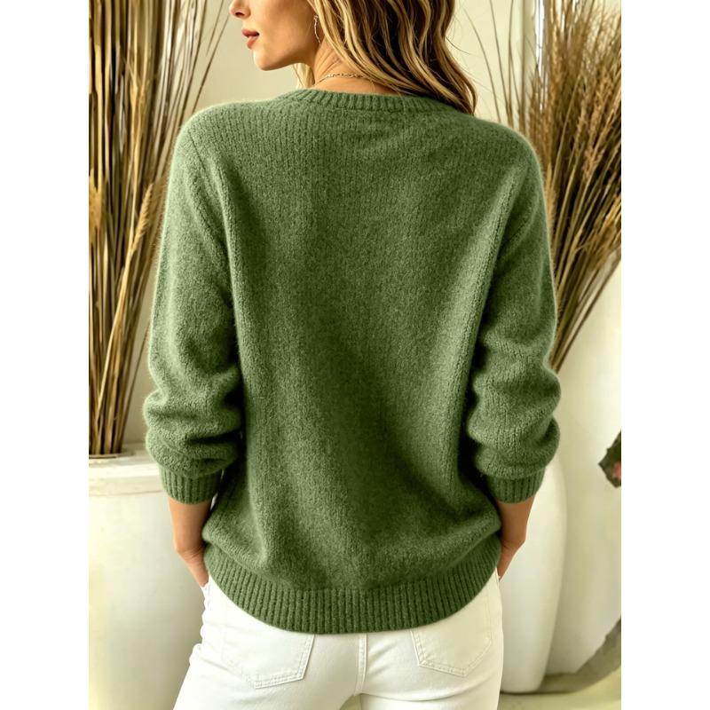 Women S Solid Button Cardigan Long Sleeve Sweater